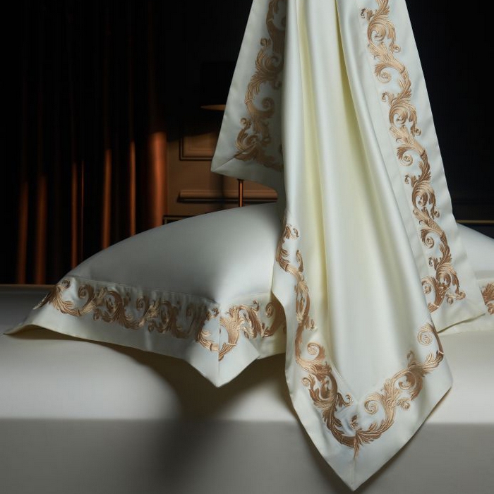 91家纺网 家纺一手货源 找家纺 缔缦 2024新款定织新布种S140重磅刺绣四件套-罗莎 贵族白