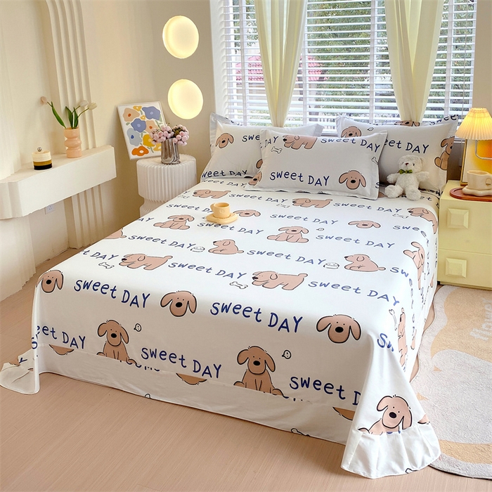 91家纺网 家纺一手货源 找家纺 宝齐莱家纺 2024新款13372全棉印花四件套单品系列-床单 奶糖