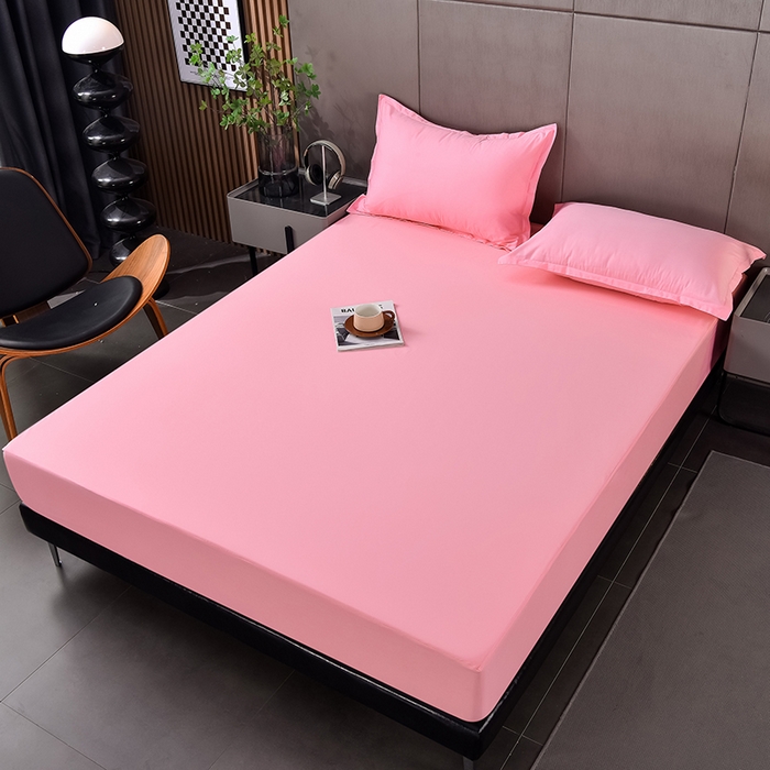 91家纺网 家纺一手货源 找家纺 床笠人家 2025新款全棉纯色防水床笠防水隔尿透气-纯色防水床笠 粉色