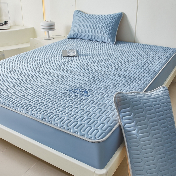 91家纺网 家纺一手货源 找家纺 LIFE.丽芙 2024新款乳胶凉席素色-富士山烫画床笠款 宾利蓝