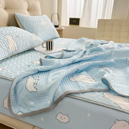 91家纺网 家纺一手货源 找家纺 （总）2024年新品0.4乳胶凉席加厚床笠款三件套+凉感丝夏被可组合四件套-图片二