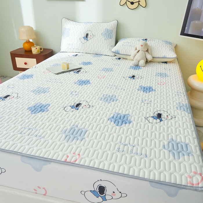 91家纺网 家纺一手货源 找家纺 LIFE.丽芙 2024年新品0.4乳胶凉席加厚床笠款三件套图片一 帕恰狗