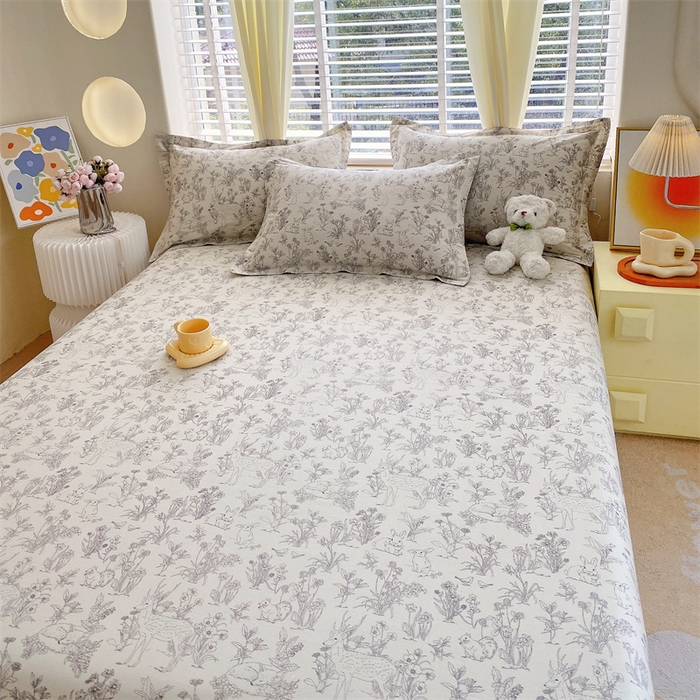 91家纺网 家纺一手货源 找家纺 宝齐莱家纺 2024新款13372全棉印花四件套单品系列-床单 动物之森