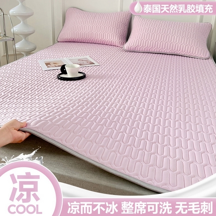 91家纺网 家纺一手货源 找家纺 福来临家纺 2025新款A类纯色凉感丝含胶床席凉席夏被三件套 含胶凉席-浅紫色