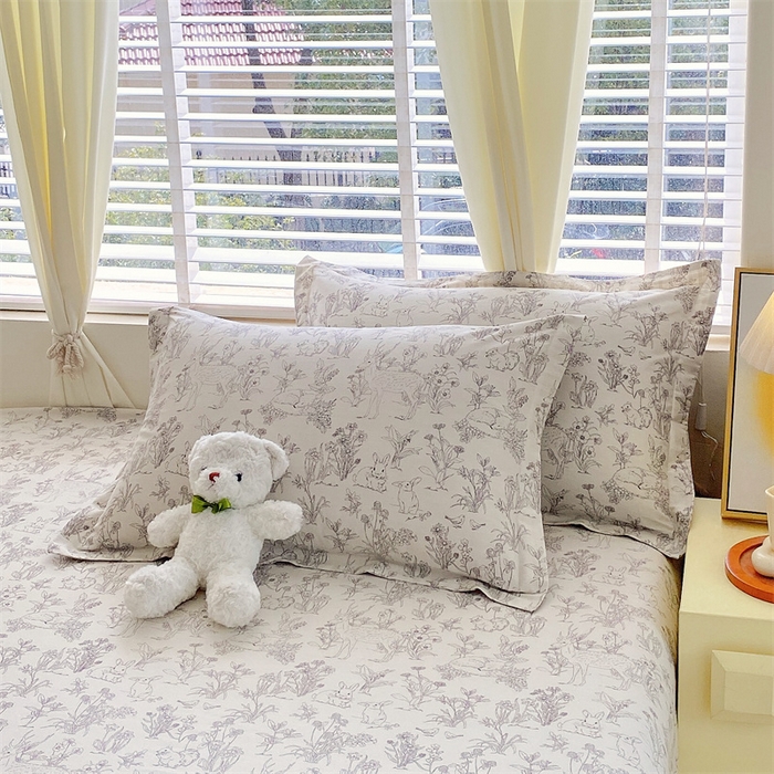 91家纺网 家纺一手货源 找家纺 宝齐莱家纺 2024新款13372全棉印花系列单品枕套 动物之森