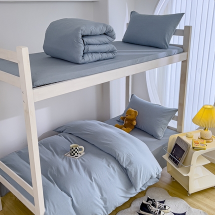 91家纺网 家纺一手货源 找家纺 久典家居 2024新款A类全棉学生款三件套 浅水蓝