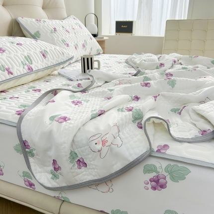 91家纺网 家纺一手货源 找家纺 （总）2024年新品0.4乳胶凉席加厚床笠款三件套+凉感丝夏被可组合四件套-图片二