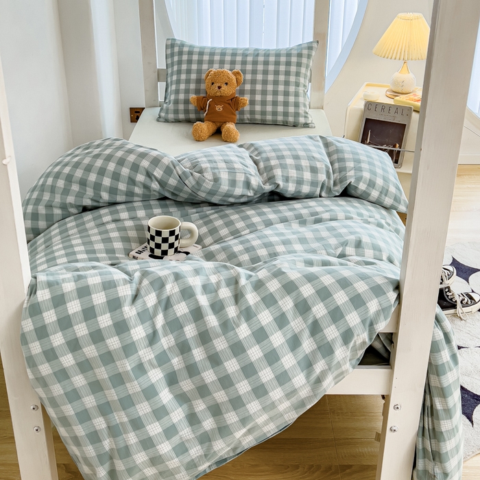 91家纺网 家纺一手货源 找家纺 久典家居 2024新款A类全棉学生款三件套 清雅绿