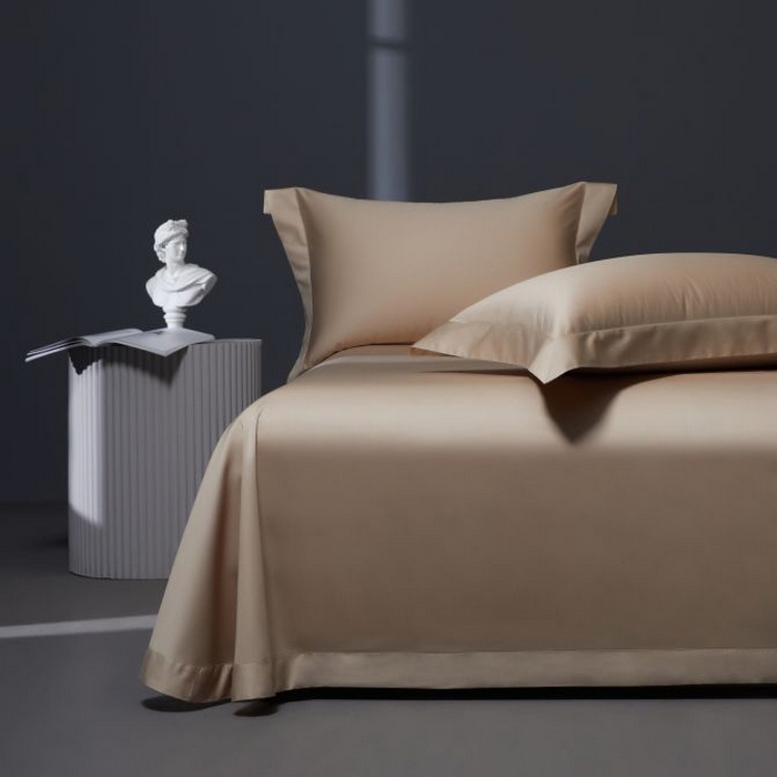 91家纺网 家纺一手货源 找家纺 2024新款定织新布种S120长绒棉四件套-黛西 卡其