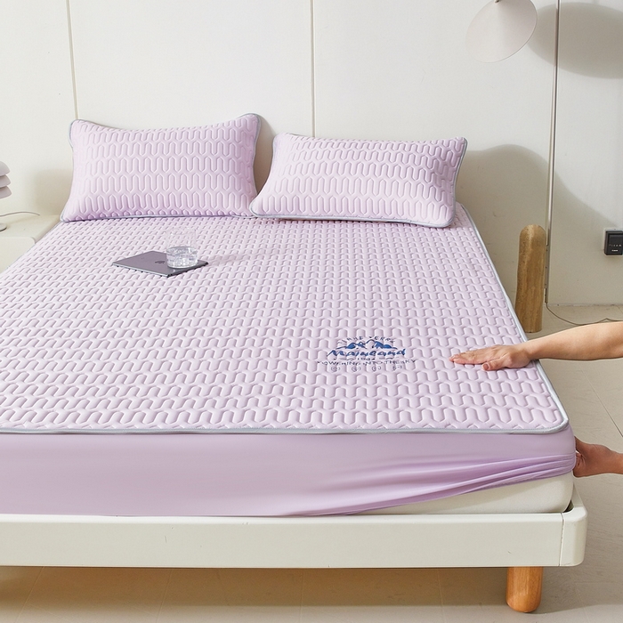 91家纺网 家纺一手货源 找家纺 LIFE.丽芙 2024新款乳胶凉席素色-富士山烫画床笠款 风铃紫