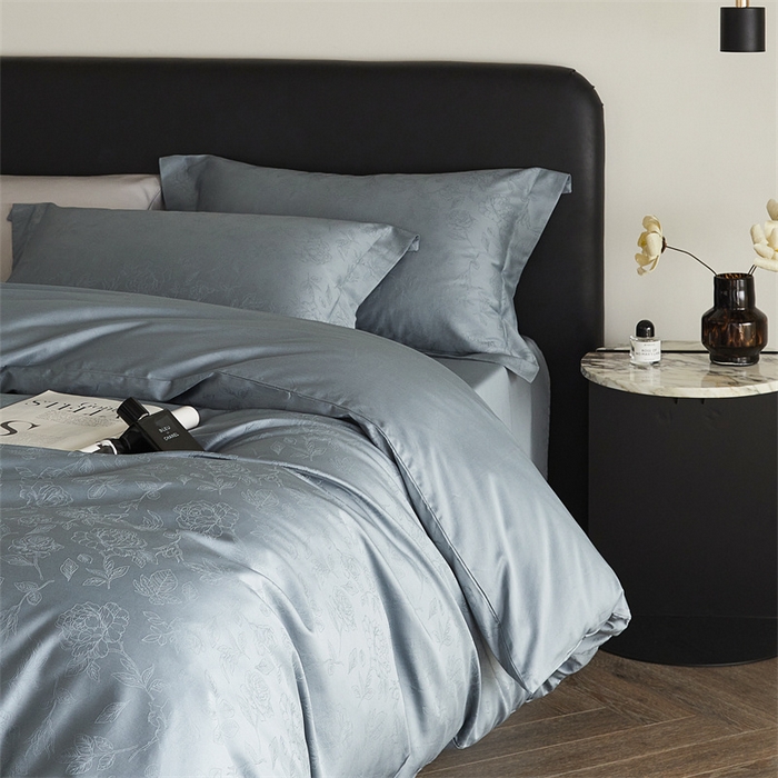 91家纺网 家纺一手货源 找家纺 梦享生活家居 2024新款100支贡缎提花四件套 赛琳-蓝