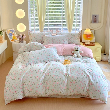 91家纺网 家纺一手货源 找家纺 宝齐莱家纺 宝齐莱家纺 2024新款13372全棉印花系列四件套 芬芳