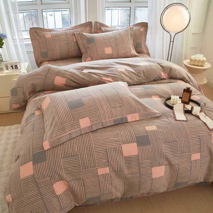 91家纺网 家纺一手货源 找家纺 金纱玉纺家纺 2024新款加厚AB版四件套奥莱-灰