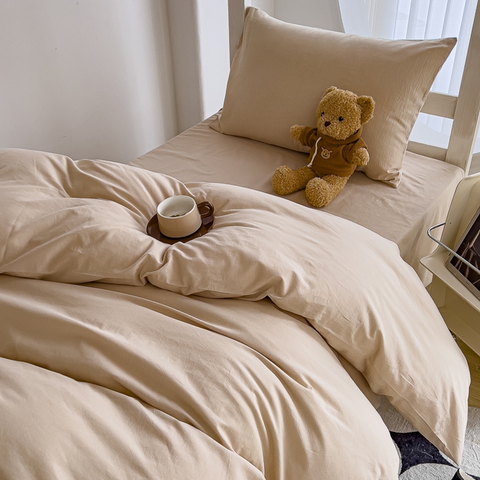 91家纺网 家纺一手货源 找家纺 久典家居 2024新款A类全棉学生款三件套 米驼