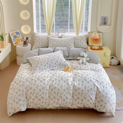 91家纺网 家纺一手货源 找家纺 宝齐莱家纺 宝齐莱家纺 2024新款13372全棉印花系列四件套 遇见-灰