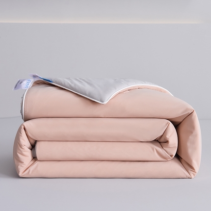 91家纺网 家纺一手货源 找家纺 梦依依 2025新款冰淇淋凉感丝抗菌夏被 杏红-浅灰