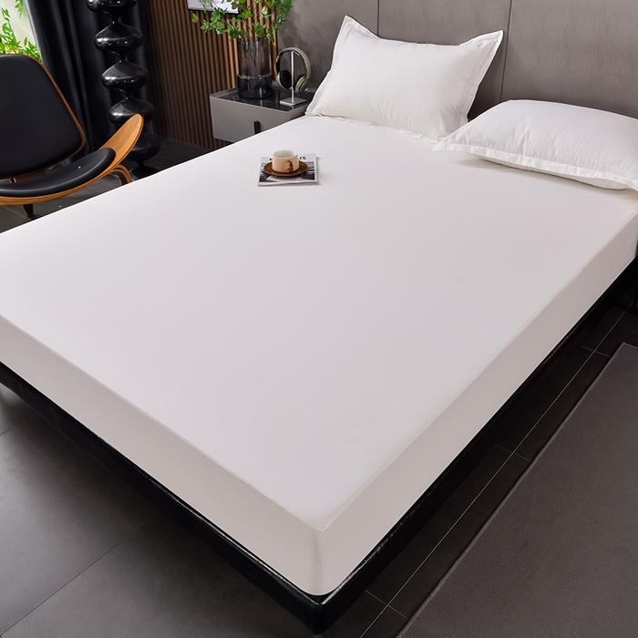 91家纺网 家纺一手货源 找家纺 床笠人家 2025新款全棉纯色防水床笠防水隔尿透气-纯色防水床笠 白色