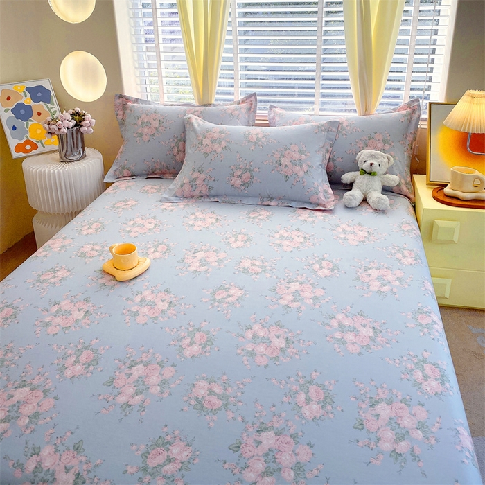 91家纺网 家纺一手货源 找家纺 宝齐莱家纺 2024新款13372全棉印花四件套单品系列-床单 莫奈花园-兰