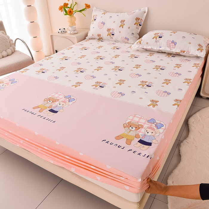 91家纺网 家纺一手货源 找家纺 床笠人家 2025新款全棉印花防水床笠防水隔尿透气-印花防水床笠 甜蜜告白