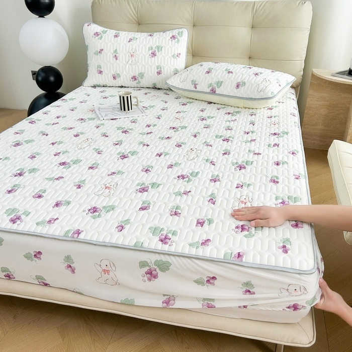 91家纺网 家纺一手货源 找家纺 LIFE.丽芙 2024年新品0.4乳胶凉席加厚床笠款三件套图片二 葡萄园