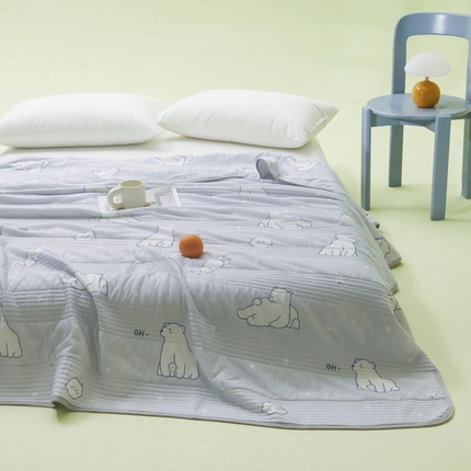 91家纺网 家纺一手货源 找家纺 LIFE.丽芙 2024年新品韩式风凉感丝夏被-跑量 北极熊-灰