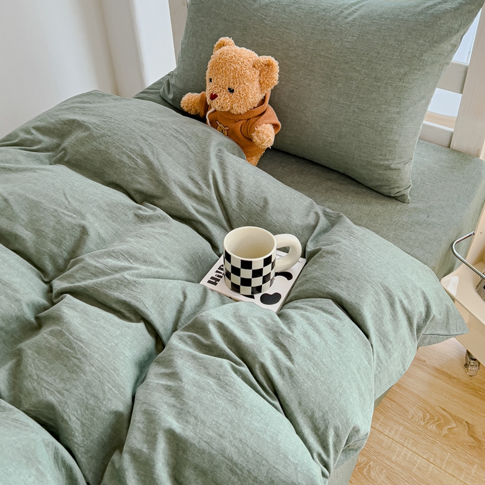 91家纺网 家纺一手货源 找家纺 久典家居 2024新款A类全棉学生款三件套 深绿