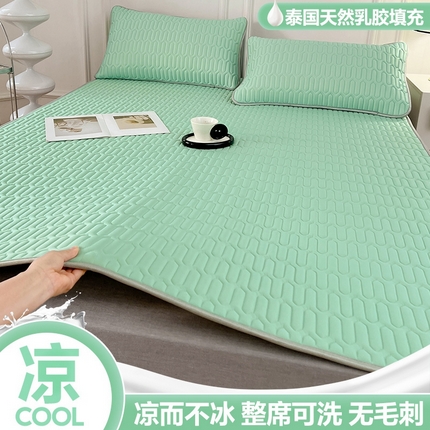 91家纺网 家纺一手货源 找家纺 （总）福来临家纺 2025新款A类纯色凉感丝含胶床席凉席夏被三件套