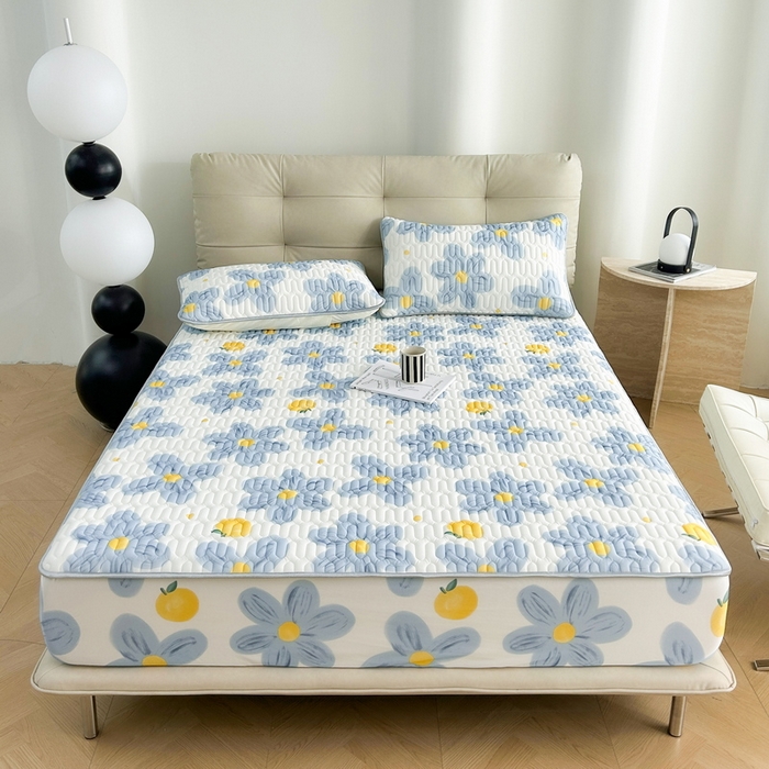 91家纺网 家纺一手货源 找家纺 LIFE.丽芙 2024年新品0.4乳胶凉席加厚床笠款三件套图片二 向阳花