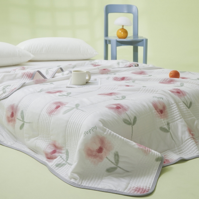 91家纺网 家纺一手货源 找家纺 LIFE.丽芙 2024年新品韩式风凉感丝夏被-跑量 花语