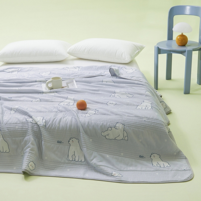 91家纺网 家纺一手货源 找家纺 LIFE.丽芙 2024年新品韩式风凉感丝夏被-跑量 北极熊-灰