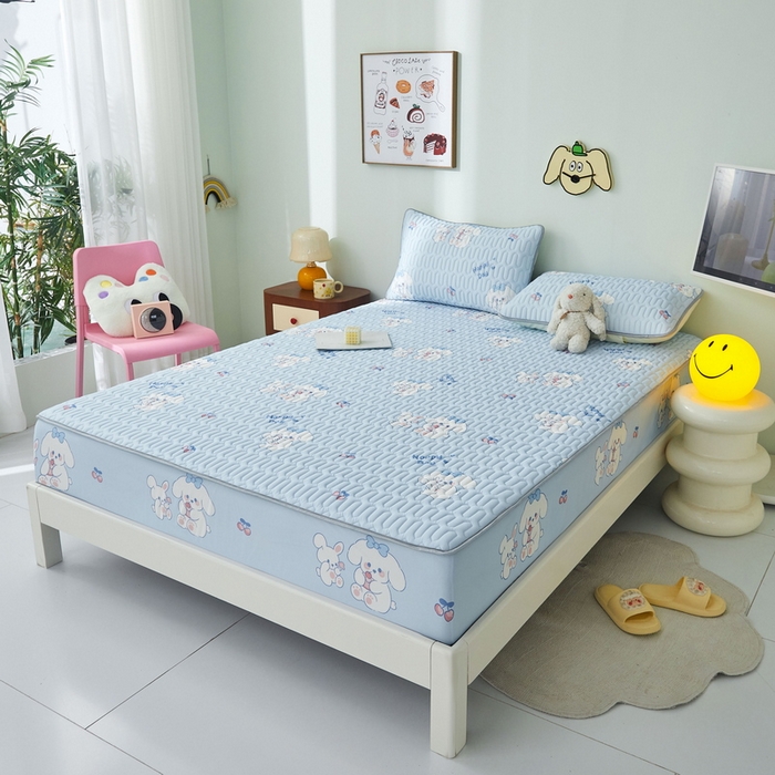 91家纺网 家纺一手货源 找家纺 LIFE.丽芙 2024年新品0.4乳胶凉席加厚床笠款三件套图片一 快乐狗