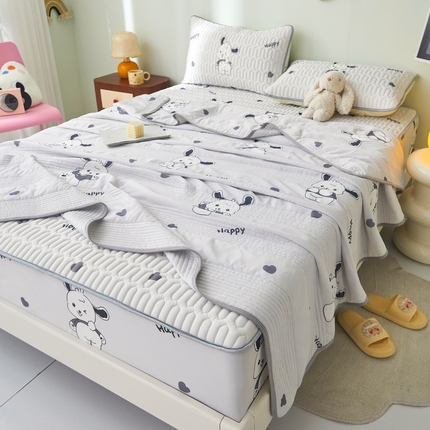 LIFE.丽芙 2024年新品0.4乳胶凉席加厚床笠款三件套+凉感丝夏被可组合四件套-图片一 爱心狗