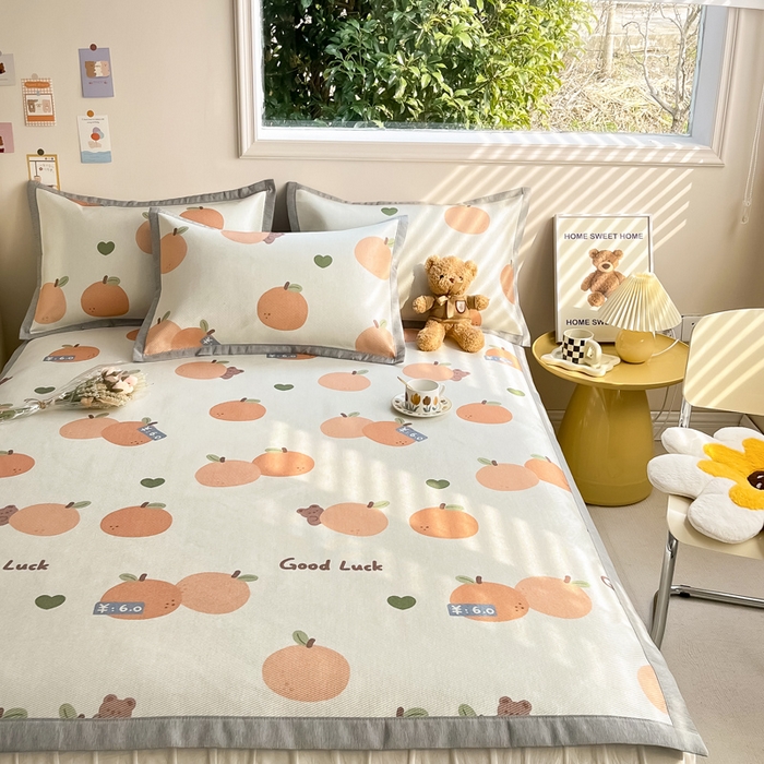 91家纺网 家纺一手货源 找家纺 懒猫家纺 2024新款250D数码印花宽边圆网冰丝席 大吉大利