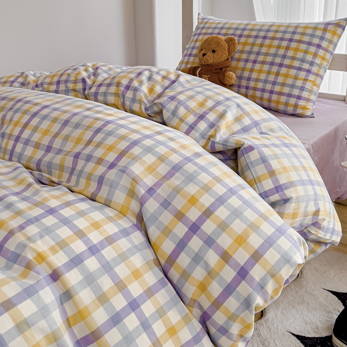 91家纺网 家纺一手货源 找家纺 久典家居 2024新款A类全棉学生款三件套 彩虹紫