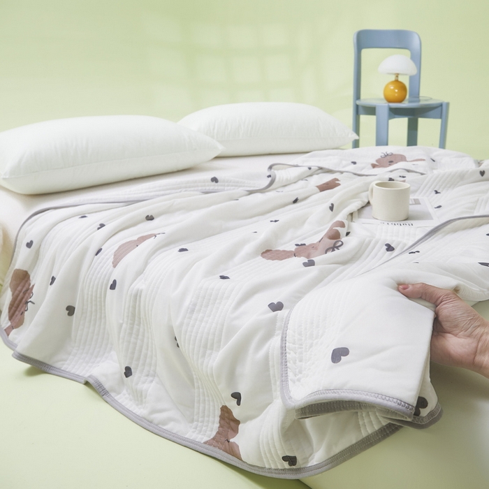 91家纺网 家纺一手货源 找家纺 LIFE.丽芙 2024年新品韩式风凉感丝夏被-跑量 呆呆狗