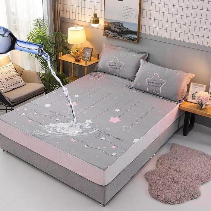 91家纺网 家纺一手货源 找家纺 床笠人家 2025新款全棉印花防水床笠防水隔尿透气-印花防水床笠 浪漫星空