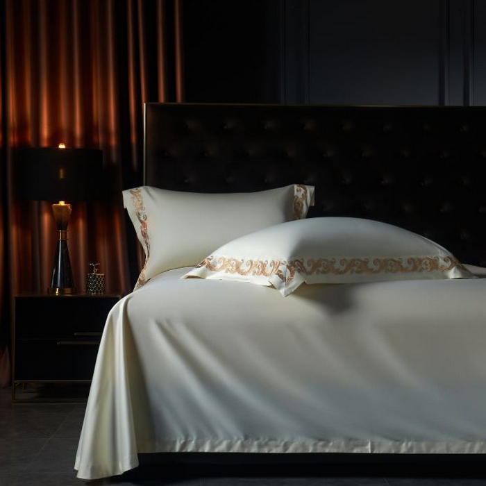 91家纺网 家纺一手货源 找家纺 缔缦 2024新款定织新布种S140重磅刺绣四件套-罗莎 贵族白