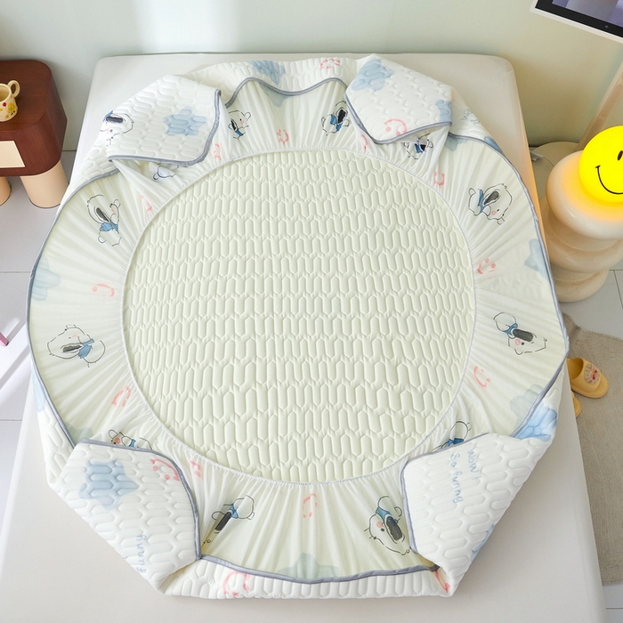 91家纺网 家纺一手货源 找家纺 LIFE.丽芙 2024年新品0.4乳胶凉席加厚床笠款三件套+凉感丝夏被可组合四件套-图片一 帕恰狗