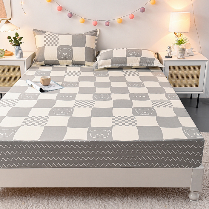 91家纺网 家纺一手货源 找家纺 床笠人家 2025新款全棉印花防水床笠防水隔尿透气-印花防水床笠 班尼熊