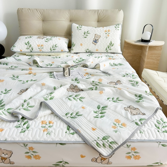 91家纺网 家纺一手货源 找家纺 （总）2024年新品0.4乳胶凉席加厚床笠款三件套+凉感丝夏被可组合四件套-图片二