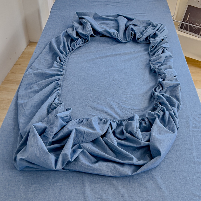 91家纺网 家纺一手货源 找家纺 久典家居 2024新款A类全棉学生款三件套 牛仔蓝