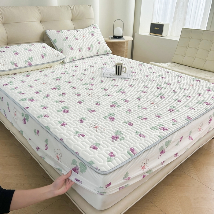 91家纺网 家纺一手货源 找家纺 LIFE.丽芙 2024年新品0.4乳胶凉席加厚床笠款三件套图片二 葡萄园