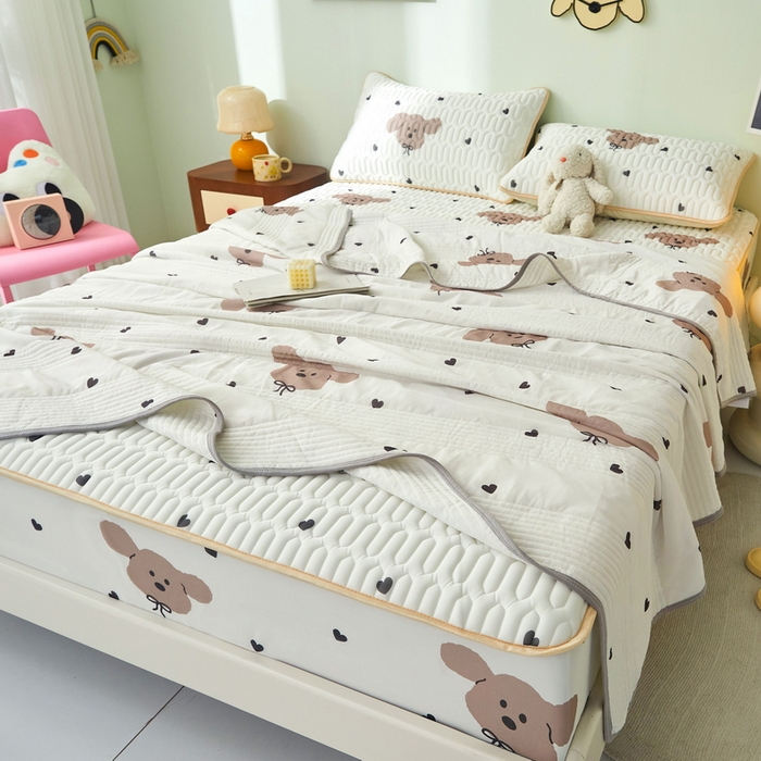 91家纺网 家纺一手货源 找家纺 LIFE.丽芙 2024年新品0.4乳胶凉席加厚床笠款三件套+凉感丝夏被可组合四件套-图片一 呆呆狗