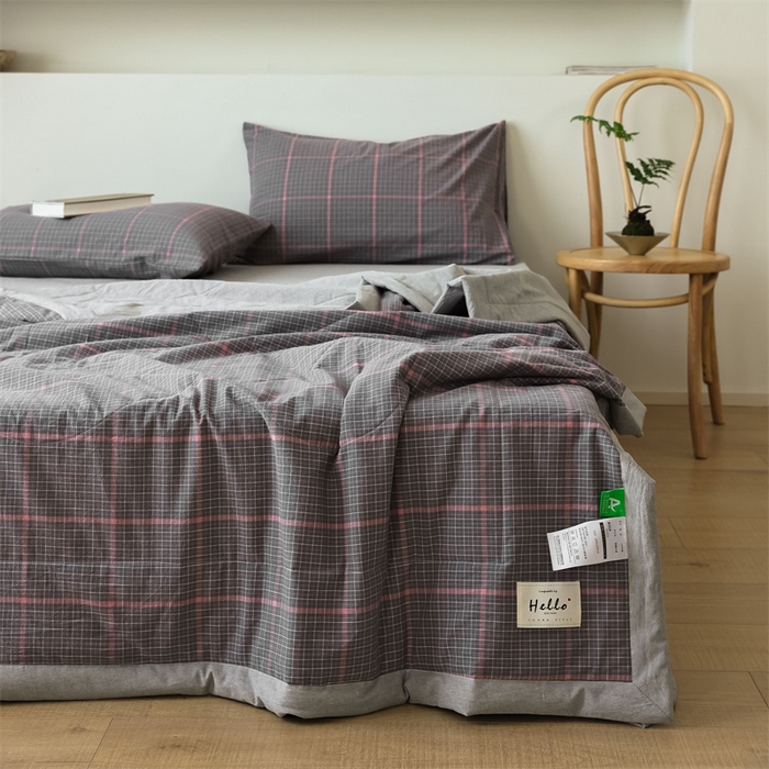 91家纺网 家纺一手货源 找家纺 【直播爆款】24新品A类抗菌全棉色织水洗棉夏被四件套夏凉被空调被-广岛-灰