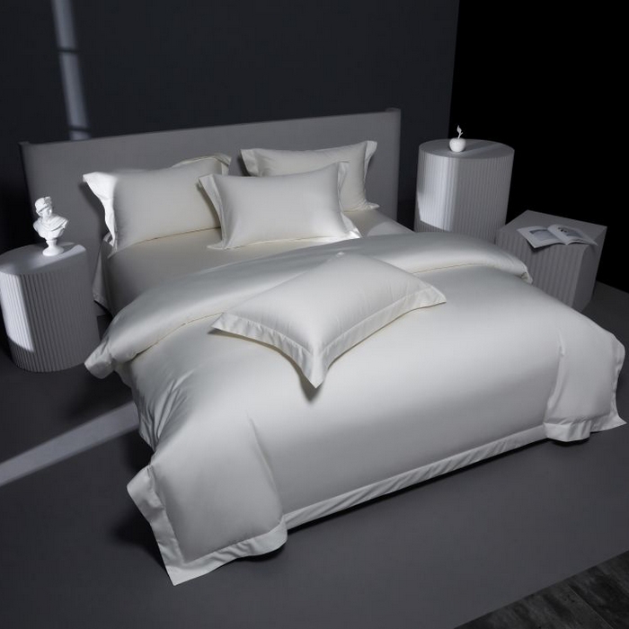 91家纺网 家纺一手货源 找家纺 2024新款定织新布种S120长绒棉四件套-黛西 贵族白