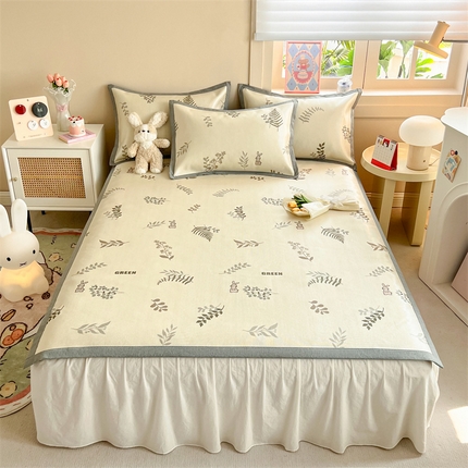 91家纺网 家纺一手货源 找家纺 懒猫家纺 2024新款250D数码印花宽边圆网冰丝席 素兮