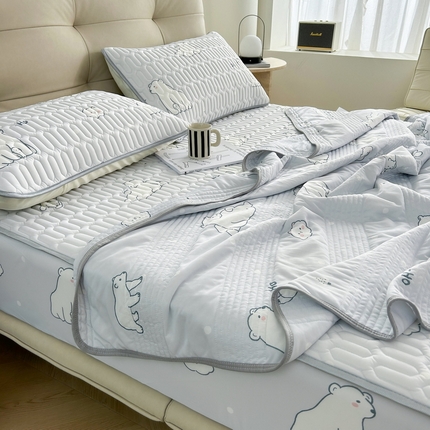91家纺网 家纺一手货源 找家纺 （总）2024年新品0.4乳胶凉席加厚床笠款三件套+凉感丝夏被可组合四件套-图片二