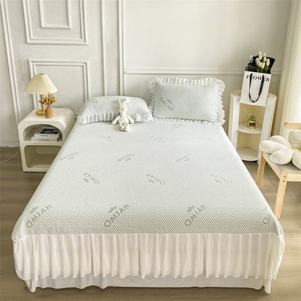 91家纺网 家纺一手货源 找家纺 （总）鑫姿席业 2025新款A类抗菌冰豆豆床裙款凉席-皇冠系列