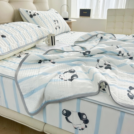 91家纺网 家纺一手货源 找家纺 （总）2024年新品0.4乳胶凉席加厚床笠款三件套+凉感丝夏被可组合四件套-图片二