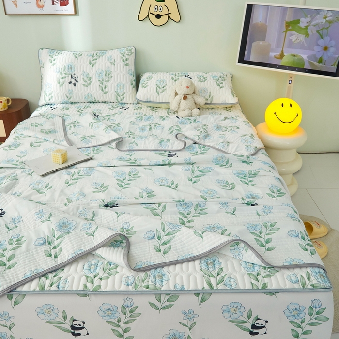 91家纺网 家纺一手货源 找家纺 LIFE.丽芙 2024年新品0.4乳胶凉席加厚床笠款三件套+凉感丝夏被可组合四件套-图片一 熊猫乐园